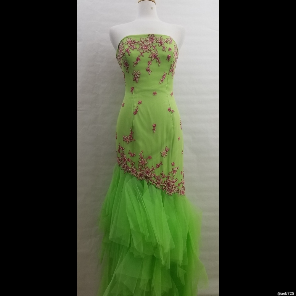 Panoply Prom / Pageant / Evening Gown Lime/Pink 10 - Picture 1 of 12